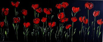 Red Tulips on Black